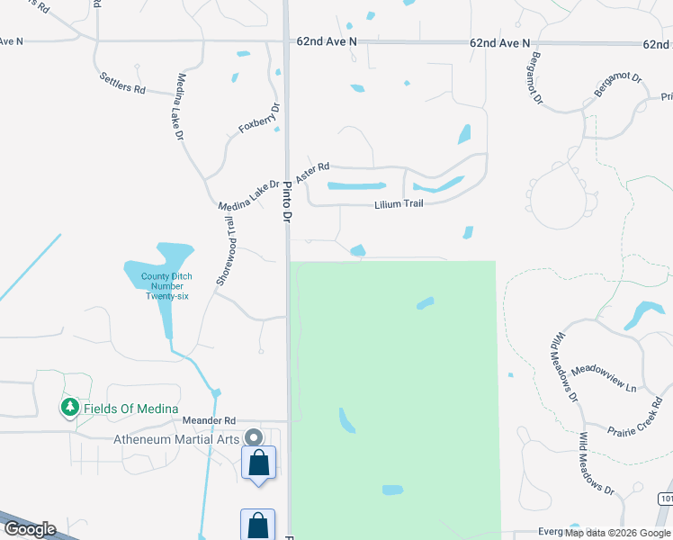 map of restaurants, bars, coffee shops, grocery stores, and more near 741 Fairway Drive in Medina