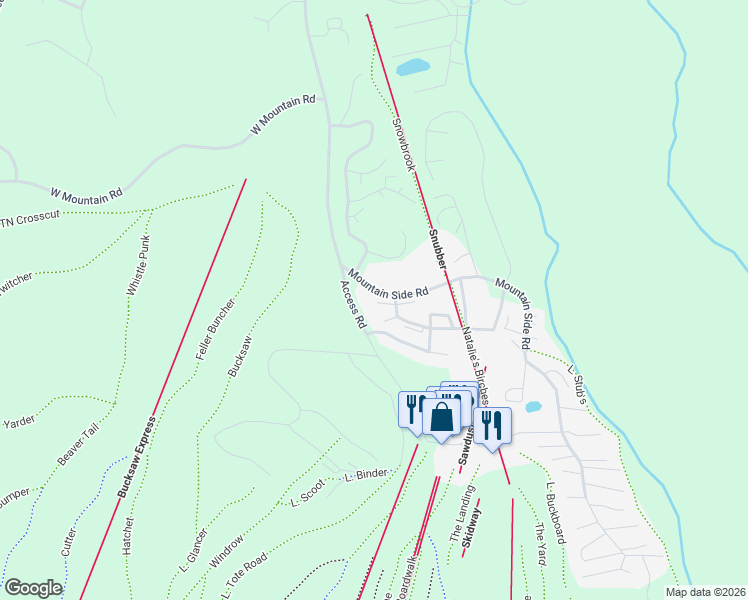 map of restaurants, bars, coffee shops, grocery stores, and more near 254 Mountain Side Road in Carrabassett Valley