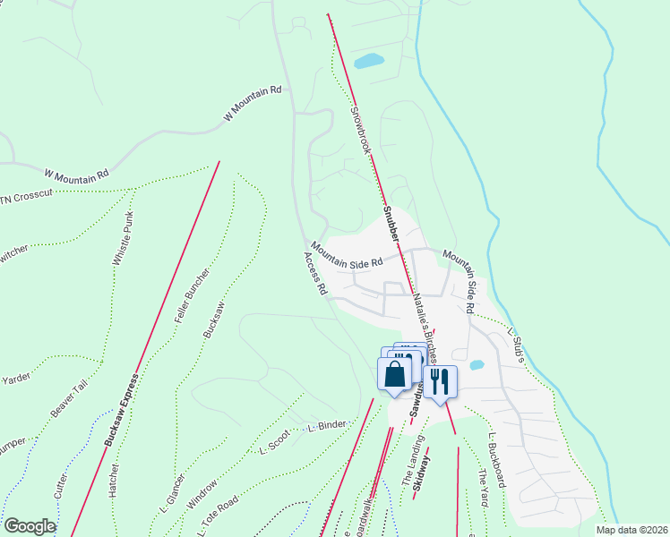 map of restaurants, bars, coffee shops, grocery stores, and more near 254 Mountain Side Road in Carrabassett Valley