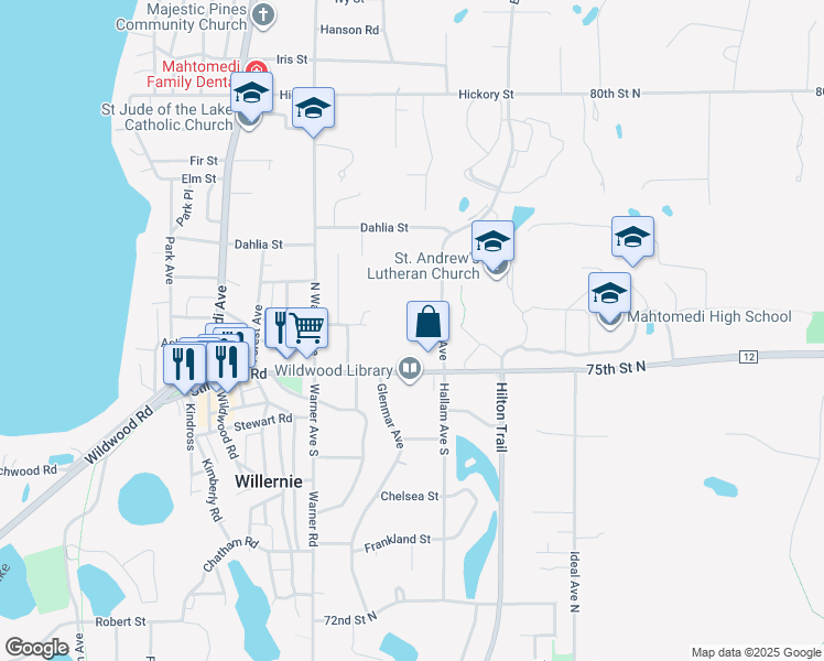 map of restaurants, bars, coffee shops, grocery stores, and more near 111 East Avenue in Saint Paul