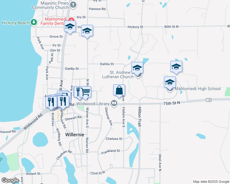 map of restaurants, bars, coffee shops, grocery stores, and more near 111 East Avenue in Saint Paul