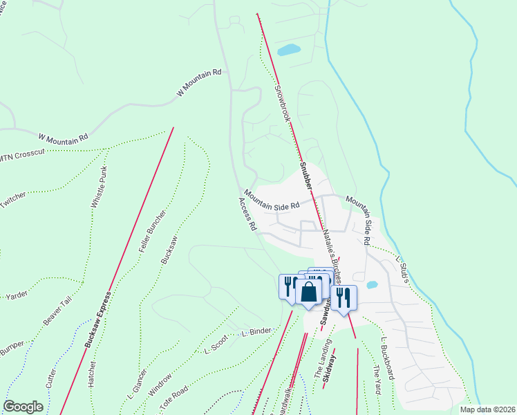 map of restaurants, bars, coffee shops, grocery stores, and more near 254 Mountain Side Road in Carrabassett Valley