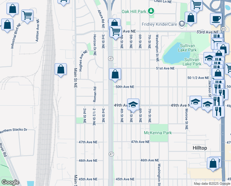 map of restaurants, bars, coffee shops, grocery stores, and more near 4935 University Avenue Northeast in Minneapolis