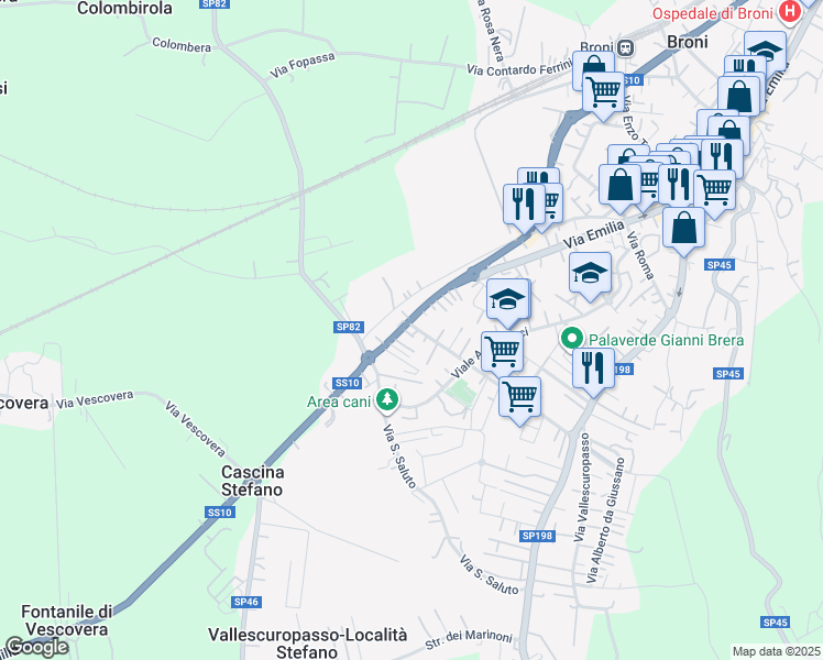map of restaurants, bars, coffee shops, grocery stores, and more near 37 Via G. Marconi in Broni