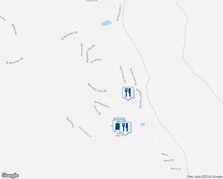 map of restaurants, bars, coffee shops, grocery stores, and more near 1 Mountain Side Road in Carrabassett Valley