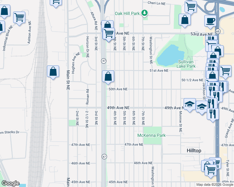 map of restaurants, bars, coffee shops, grocery stores, and more near 4941 4th Street Northeast in Minneapolis