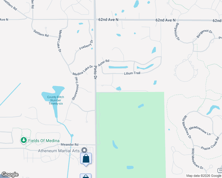 map of restaurants, bars, coffee shops, grocery stores, and more near 741 Fairway Drive in Medina