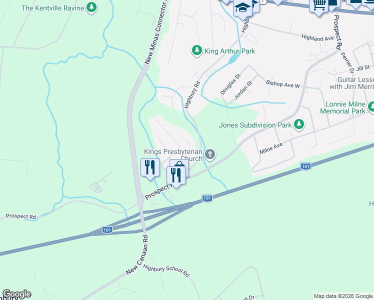 map of restaurants, bars, coffee shops, grocery stores, and more near 8 Olympic Avenue in New Minas
