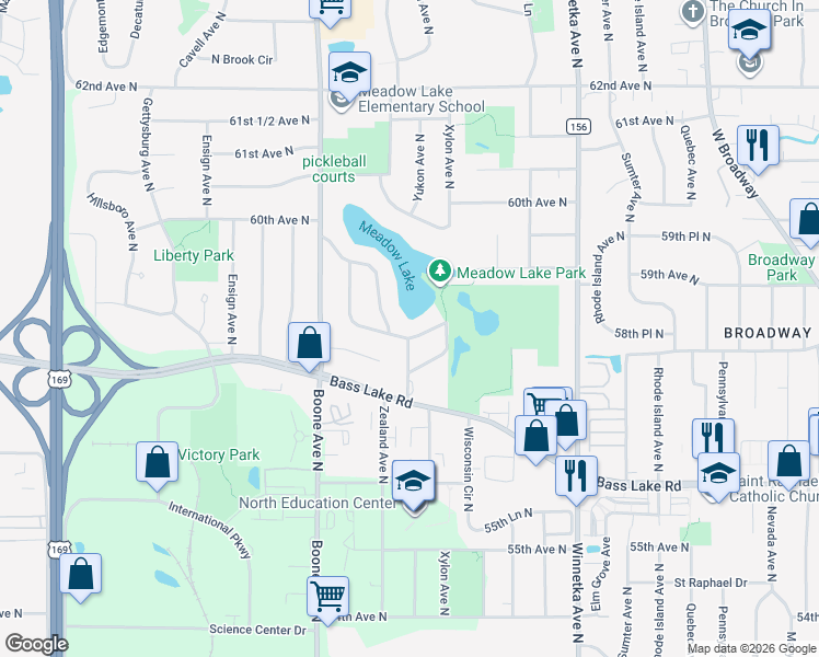 map of restaurants, bars, coffee shops, grocery stores, and more near 8413 West Meadow Lake Road in New Hope