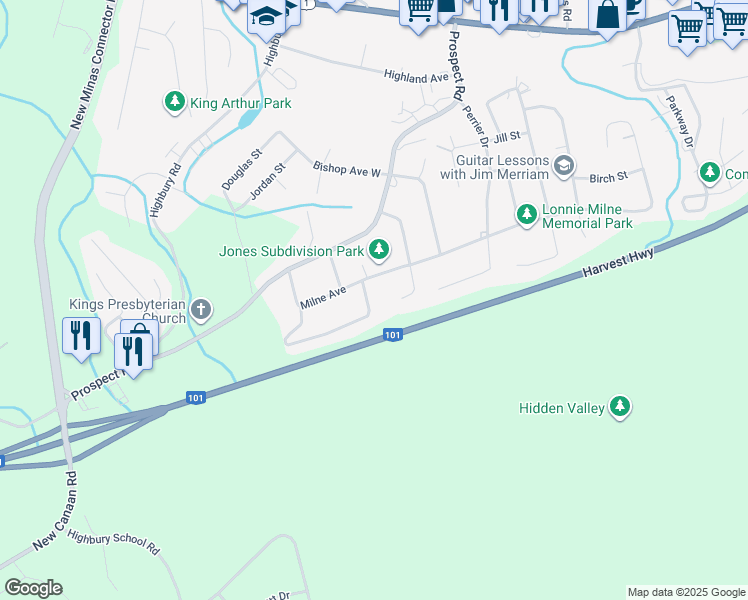map of restaurants, bars, coffee shops, grocery stores, and more near 15 Catherine Crescent in New Minas