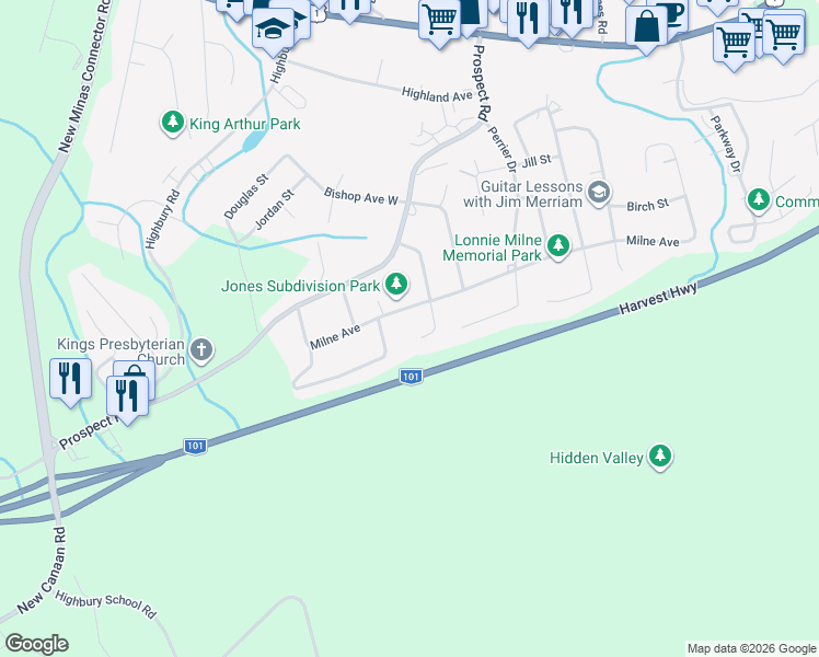 map of restaurants, bars, coffee shops, grocery stores, and more near 1021 Marina Drive in New Minas