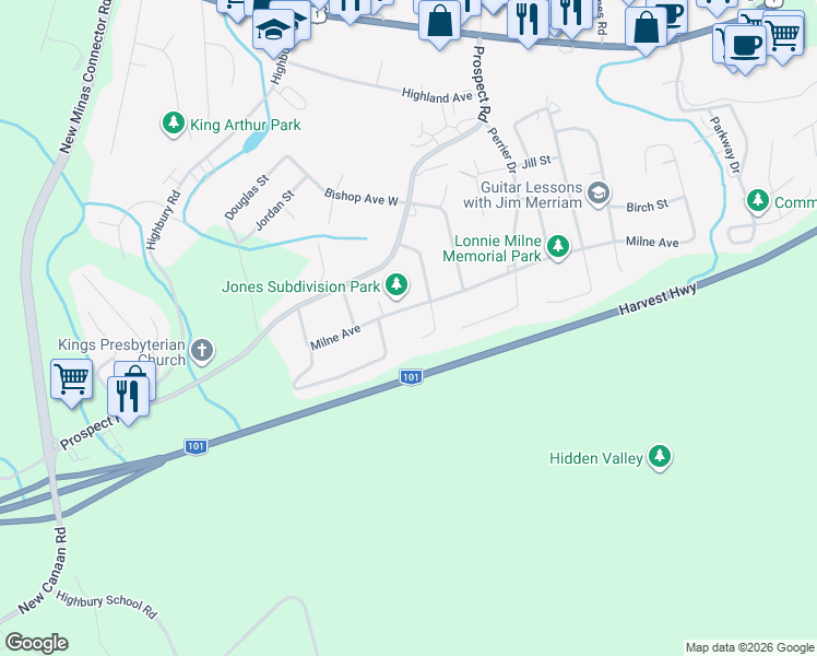 map of restaurants, bars, coffee shops, grocery stores, and more near 1021 Marina Drive in New Minas