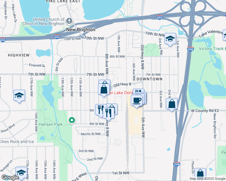 map of restaurants, bars, coffee shops, grocery stores, and more near in New Brighton