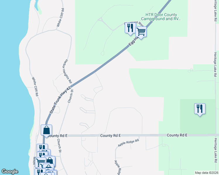 map of restaurants, bars, coffee shops, grocery stores, and more near Golf Village Drive in Egg Harbor