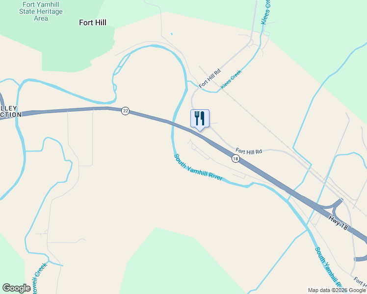 map of restaurants, bars, coffee shops, grocery stores, and more near 25740 Fort Hill Road in Willamina