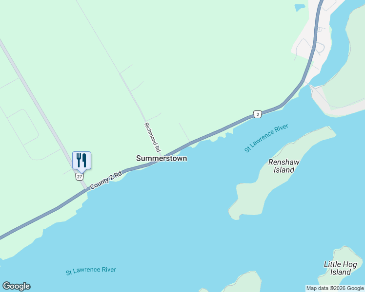 map of restaurants, bars, coffee shops, grocery stores, and more near 19267 Stormont, Dundas and Glengarry County Road 2 in Summerstown