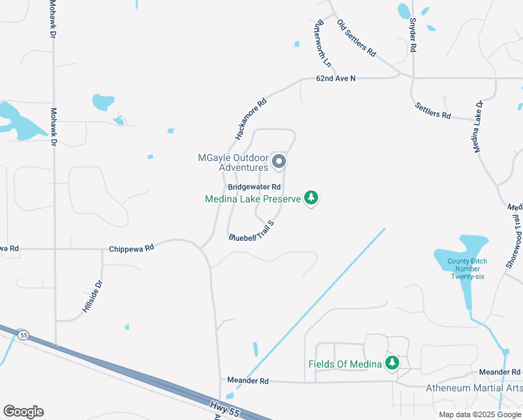 map of restaurants, bars, coffee shops, grocery stores, and more near 4517 Trillium Drive South in Medina