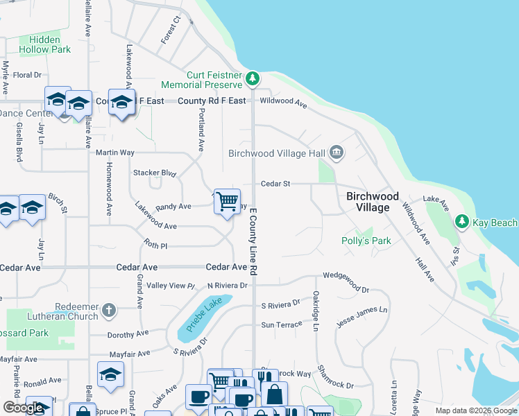 map of restaurants, bars, coffee shops, grocery stores, and more near 3870 East County Line North in Saint Paul