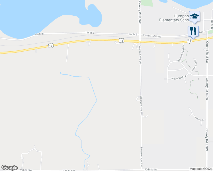 map of restaurants, bars, coffee shops, grocery stores, and more near 6407 Emerson Avenue Southwest in Waverly