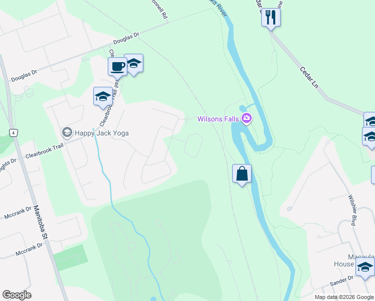 map of restaurants, bars, coffee shops, grocery stores, and more near 5 Dyer Crescent in Bracebridge