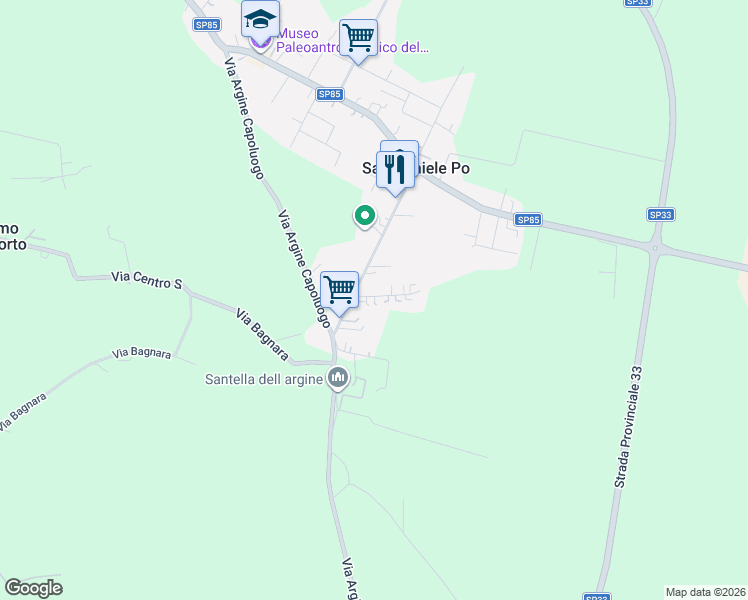map of restaurants, bars, coffee shops, grocery stores, and more near 14 Via Gonzaga in San Daniele Po