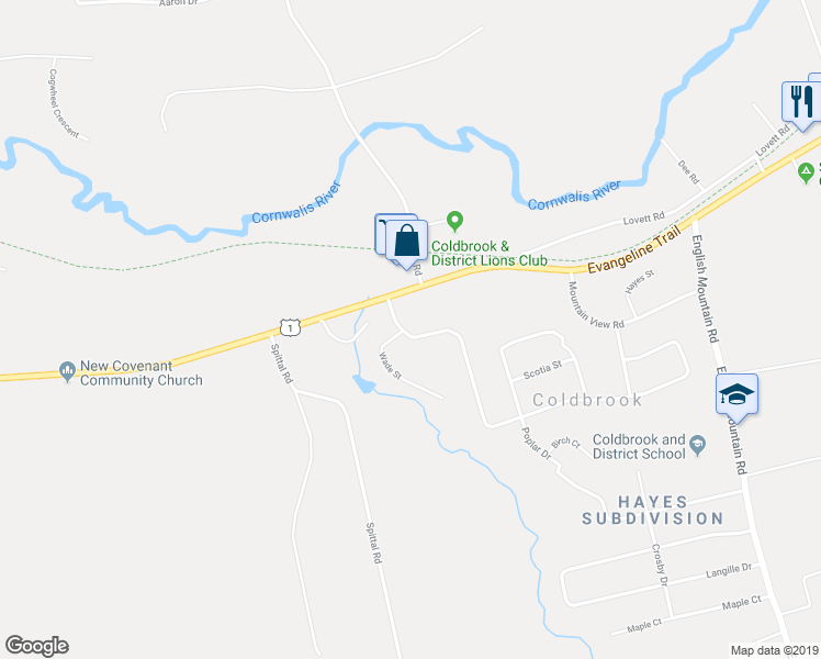 map of restaurants, bars, coffee shops, grocery stores, and more near 1432 George Street in Coldbrook