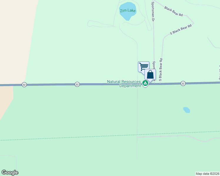 map of restaurants, bars, coffee shops, grocery stores, and more near 4545 Michigan 32 in Alpena