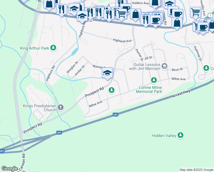 map of restaurants, bars, coffee shops, grocery stores, and more near 5695 Prospect Road in Kings County
