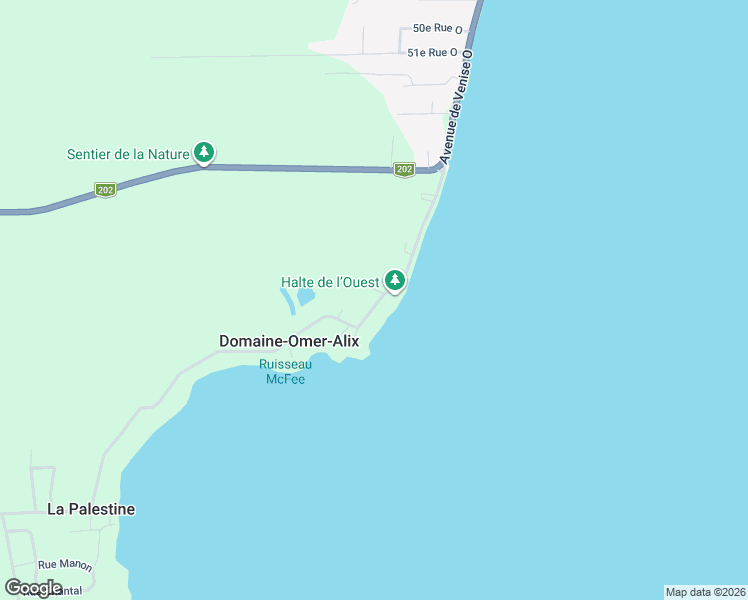 map of restaurants, bars, coffee shops, grocery stores, and more near 645 Avenue de Venise Ouest in Venise-en-Québec