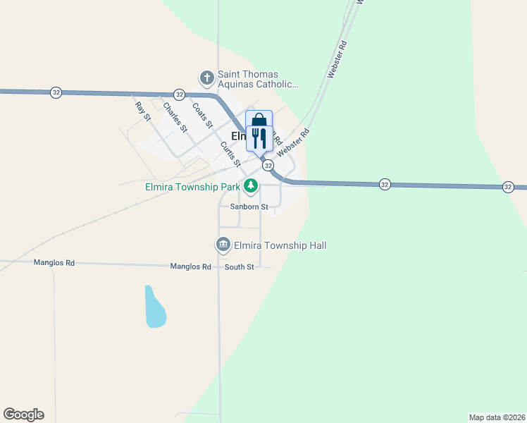 map of restaurants, bars, coffee shops, grocery stores, and more near 8825-8899 Sanborn Street in Otsego