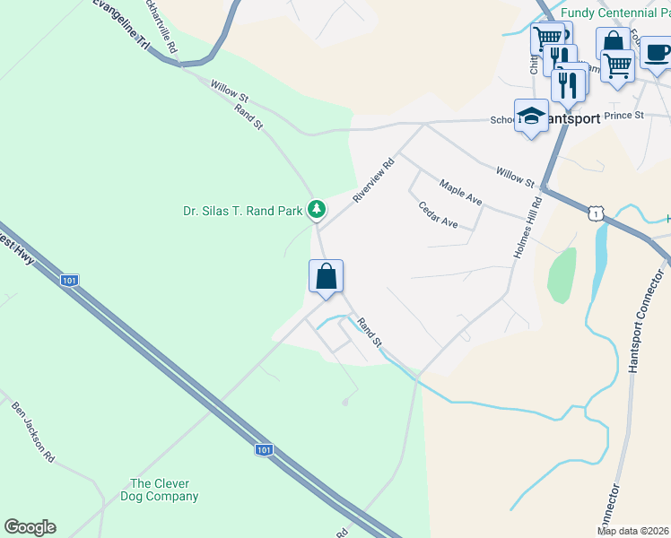 map of restaurants, bars, coffee shops, grocery stores, and more near 39 Rand Street in Hantsport