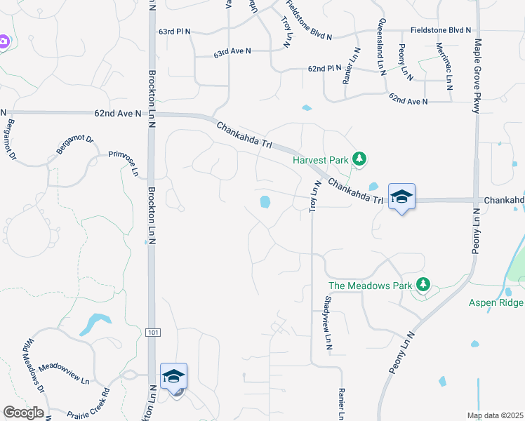 map of restaurants, bars, coffee shops, grocery stores, and more near 5885 Walnut Grove Lane North in Plymouth
