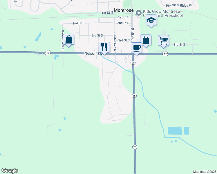 map of restaurants, bars, coffee shops, grocery stores, and more near 599 Main Street in Montrose