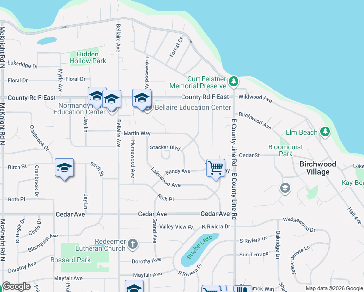 map of restaurants, bars, coffee shops, grocery stores, and more near 3975 Portland Avenue in White Bear Lake