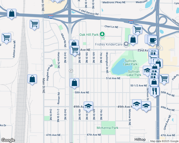 map of restaurants, bars, coffee shops, grocery stores, and more near 5100 6th Street Northeast in Columbia Heights