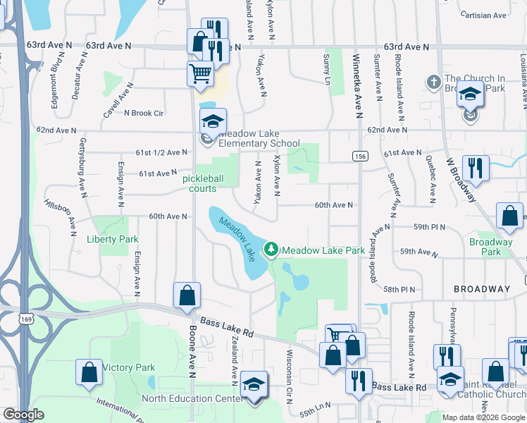 map of restaurants, bars, coffee shops, grocery stores, and more near 8441 North Meadow Lake Road in New Hope