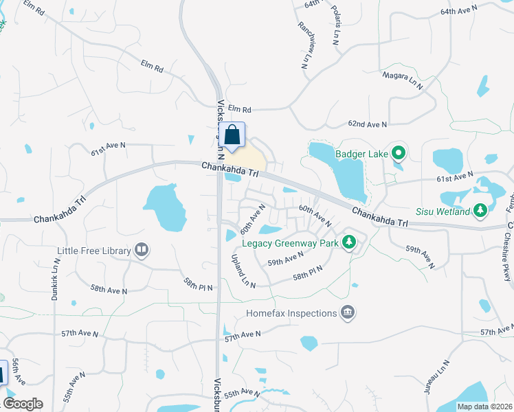 map of restaurants, bars, coffee shops, grocery stores, and more near 15703 60th Avenue North in Minneapolis