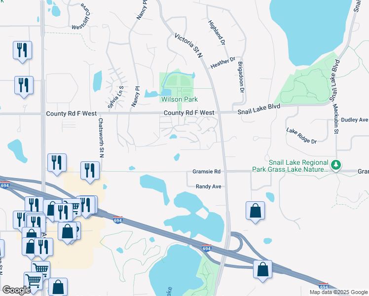 map of restaurants, bars, coffee shops, grocery stores, and more near 795 Crystal Avenue in Saint Paul