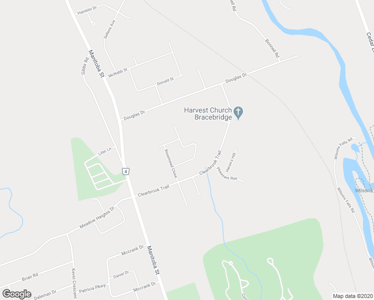 map of restaurants, bars, coffee shops, grocery stores, and more near 37 Fieldstream Chase in Bracebridge