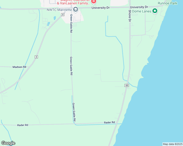 map of restaurants, bars, coffee shops, grocery stores, and more near 625 Wiegers Road in Marinette