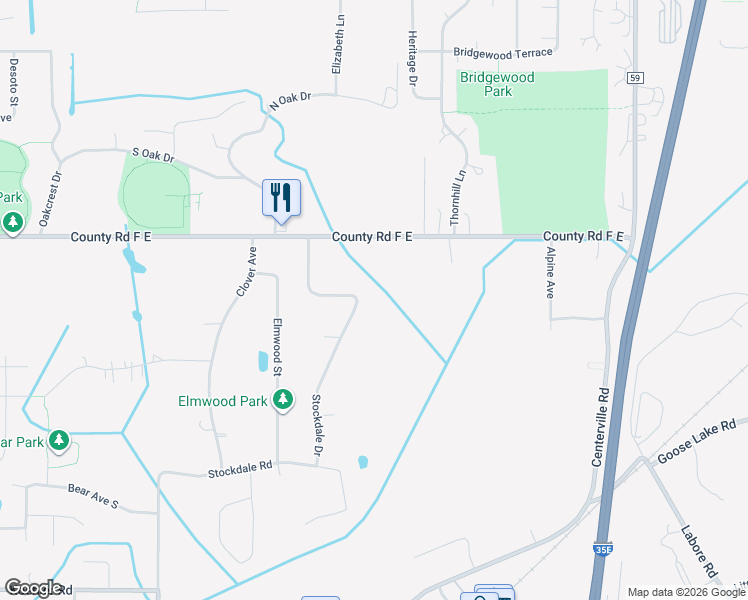 map of restaurants, bars, coffee shops, grocery stores, and more near 4008 Stockdale Drive in Vadnais Heights