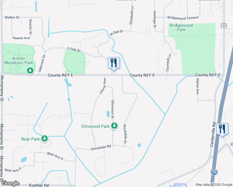 map of restaurants, bars, coffee shops, grocery stores, and more near 4043 Stockdale Drive in Vadnais Heights