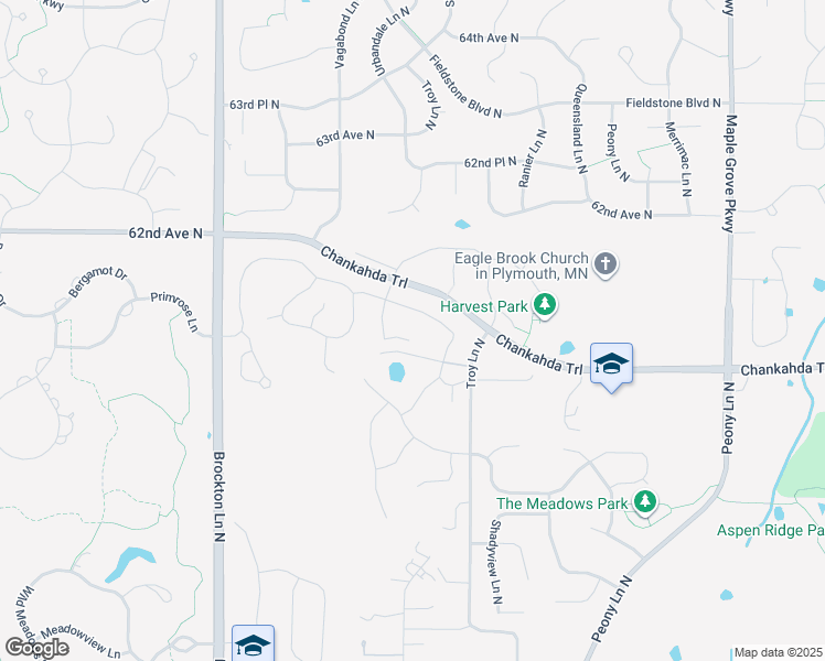 map of restaurants, bars, coffee shops, grocery stores, and more near 18496 60th Place North in Plymouth