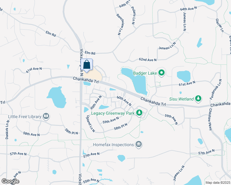 map of restaurants, bars, coffee shops, grocery stores, and more near 15534 60th Avenue North in Minneapolis