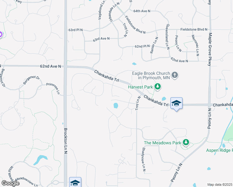 map of restaurants, bars, coffee shops, grocery stores, and more near 18496 60th Place North in Plymouth