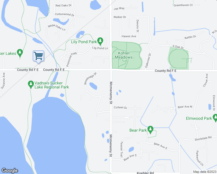 map of restaurants, bars, coffee shops, grocery stores, and more near 4011 Mcmenemy Street in Vadnais Heights