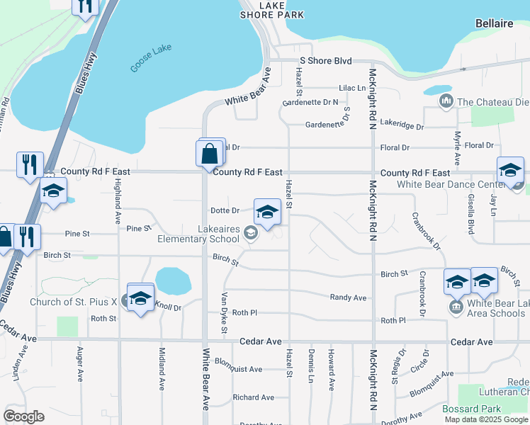 map of restaurants, bars, coffee shops, grocery stores, and more near 2097 Dotte Drive in Saint Paul