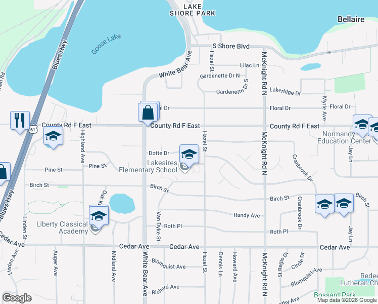 map of restaurants, bars, coffee shops, grocery stores, and more near 2097 Dotte Drive in Saint Paul