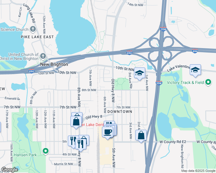 map of restaurants, bars, coffee shops, grocery stores, and more near in New Brighton