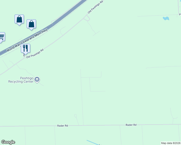 map of restaurants, bars, coffee shops, grocery stores, and more near 1664 Steven Lane in Marinette